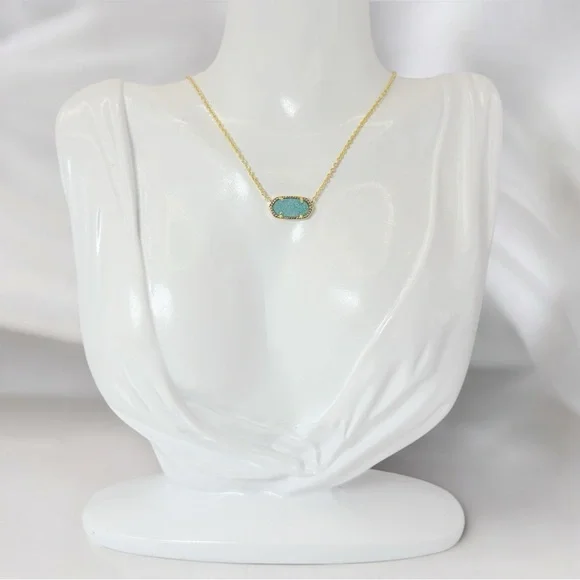 Kendra Scott Elisa Necklace in Teal Druzy Gold Tone - Picture 2 of 7